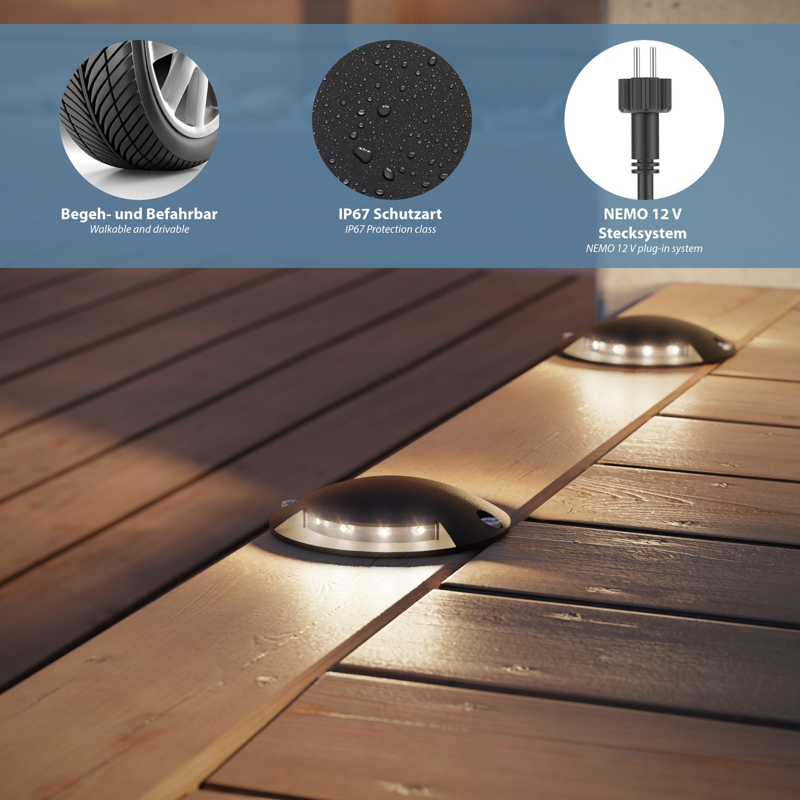Lampada da terra a LED Bunda 2 luci nera per esterni foto 4