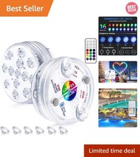 Battery-Powered Underwater LED Lights with 200ft Remote Range - 13 LEDs, 2 Pack