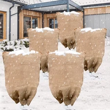 5PCs Burlap Fabric Plant Bags - 32 X 40 Inch Winter Plant Cover Freeze Protec...