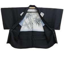 10435A3 Silk Japanese Kimono Men's Haori Montsuki Bamboo