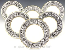 Wedgwood FLORENTINE BLACK W4312 DRAGON 6" BREAD & BUTTER PLATES Set 6 Mint