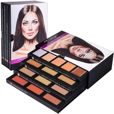 4-Layer Contour and Highlight Makeup Kit - Set of Concealer Palette, Color Corre