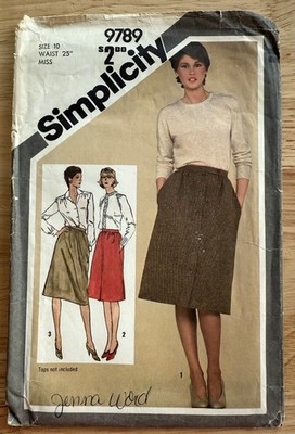Simplicity Pattern 9789 Misses  Slim-Fitting Skirts Sz 10 Waist 25  Cut Complete