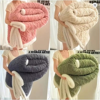 1pc Jacquard Sherpa Weighted Blanket 10lbs Adults Soft Warm Thick Calm Blanket
