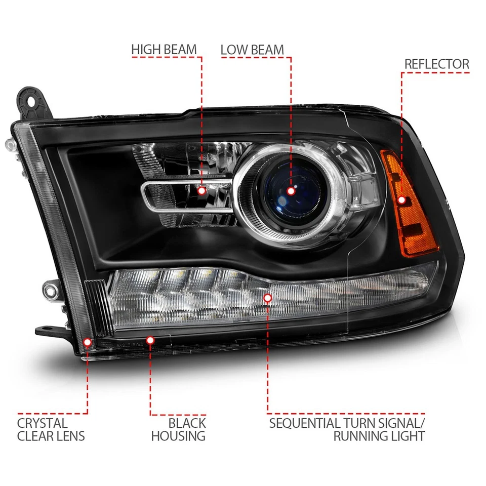 Conjunto de 2 lâmpadas de faróis 111609 Anzo lado do motorista e passageiro para Ram Truck Pai - Imagem 4 de 4