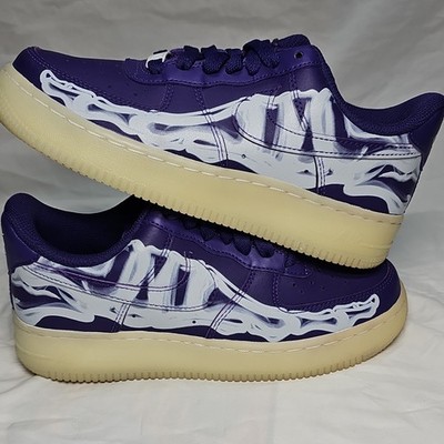 Nike Air Force 1 Skeleton Purple White,  CU8067-500 Men's Low Top Leather Sneake