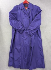 London Towne Coat Womens 10 Purple Trench Raincoat Paisley Lined Full Length