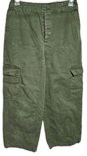 Universal Thread Women Olive Green Cargo Pants Wide Leg 28" Waist By 25" Inseam