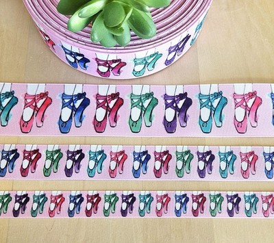 5/8, 7/8, & 1.5'' (1 YD) Ballerina Grosgrain Ribbon Ballet Slipper Dance Ribbon