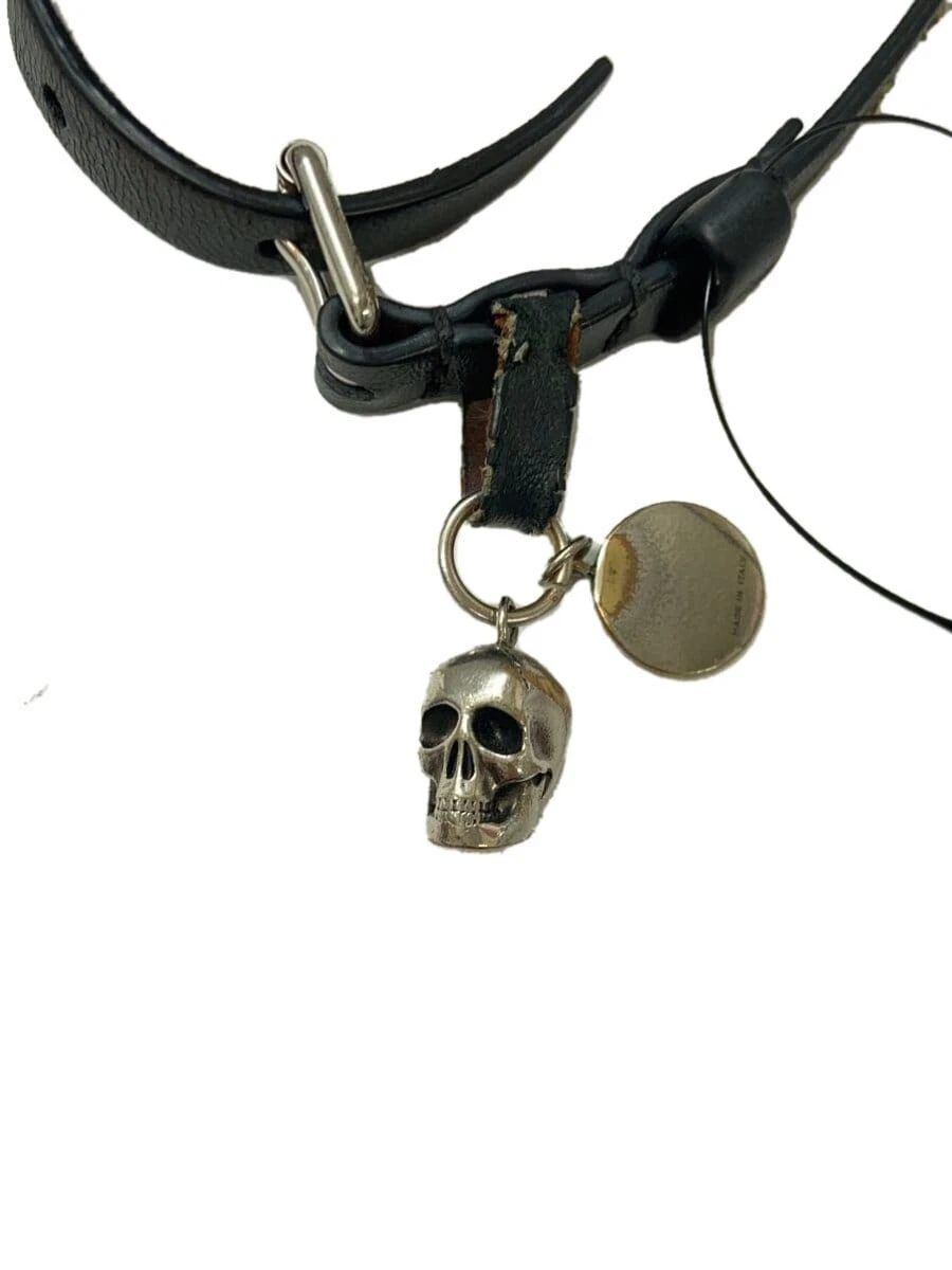 Alexander McQueen Collana Pelle Nero Top Uomo