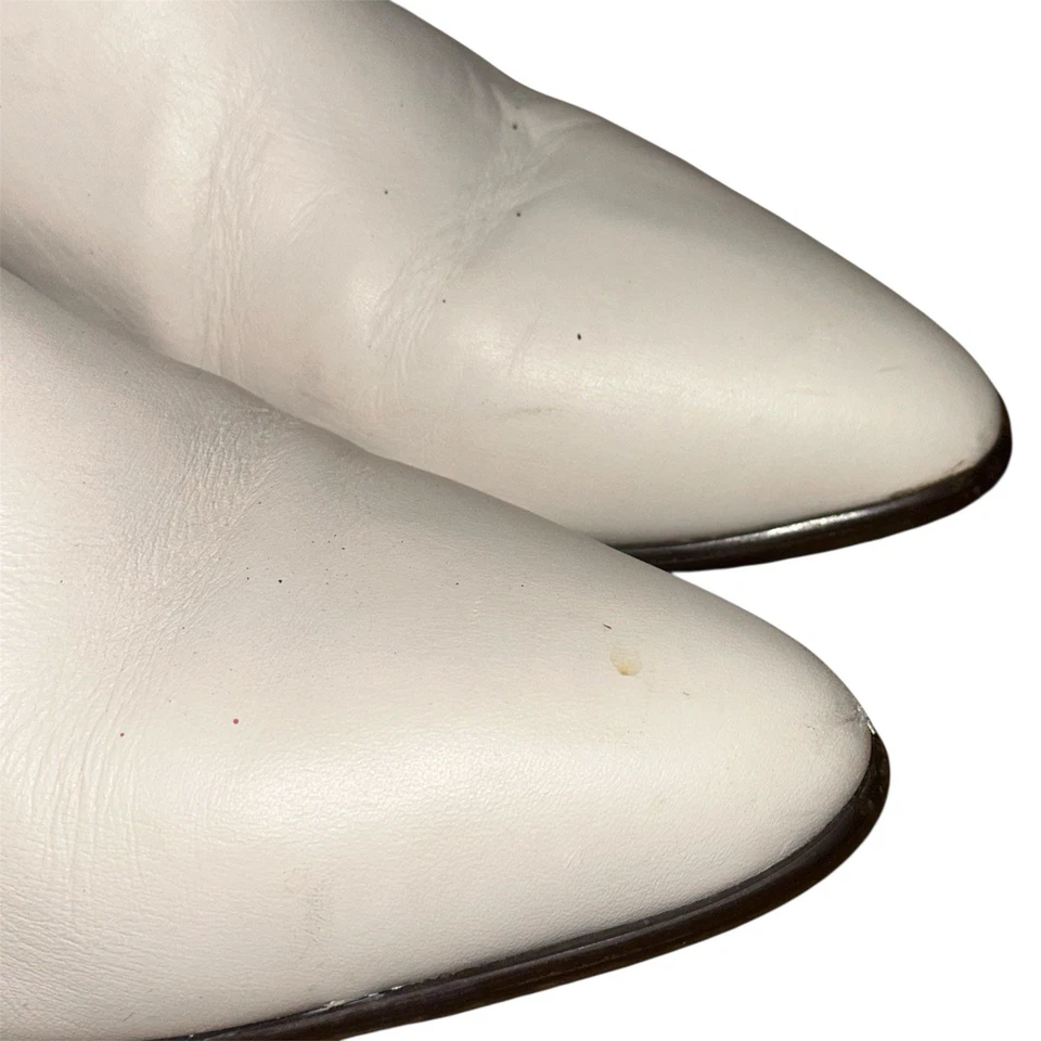 Bota Go Go Disco vintage para mujer 11M años 80 holgada cuero marfil media pantorrilla Foto 3 de 4