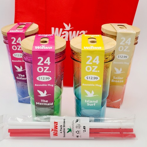 *4 Wawa Becher Set* 24 Unzen Sommer Strand Becher Insel Surf Meerjungfrau Galaxie Matrose - Bild 1 von 18