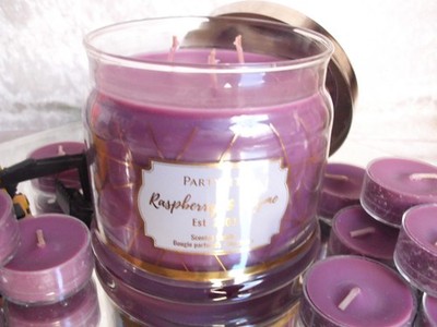 PartyLite RASPBERRY & THYME  3 Docht Duftwachsglas + 12 Teelicht OVP G73282E 