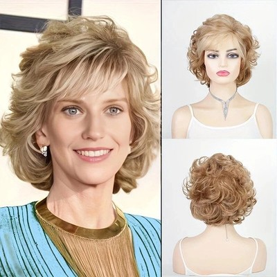 Women Short Curly Chic Pixie Cut Wig Fluffy Synthetic Wig Perfect for Daily Wear