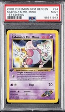 2000 POKEMON GYM HEROES 1ST ED #94 SABRINA'S MR. MIME PSA 9