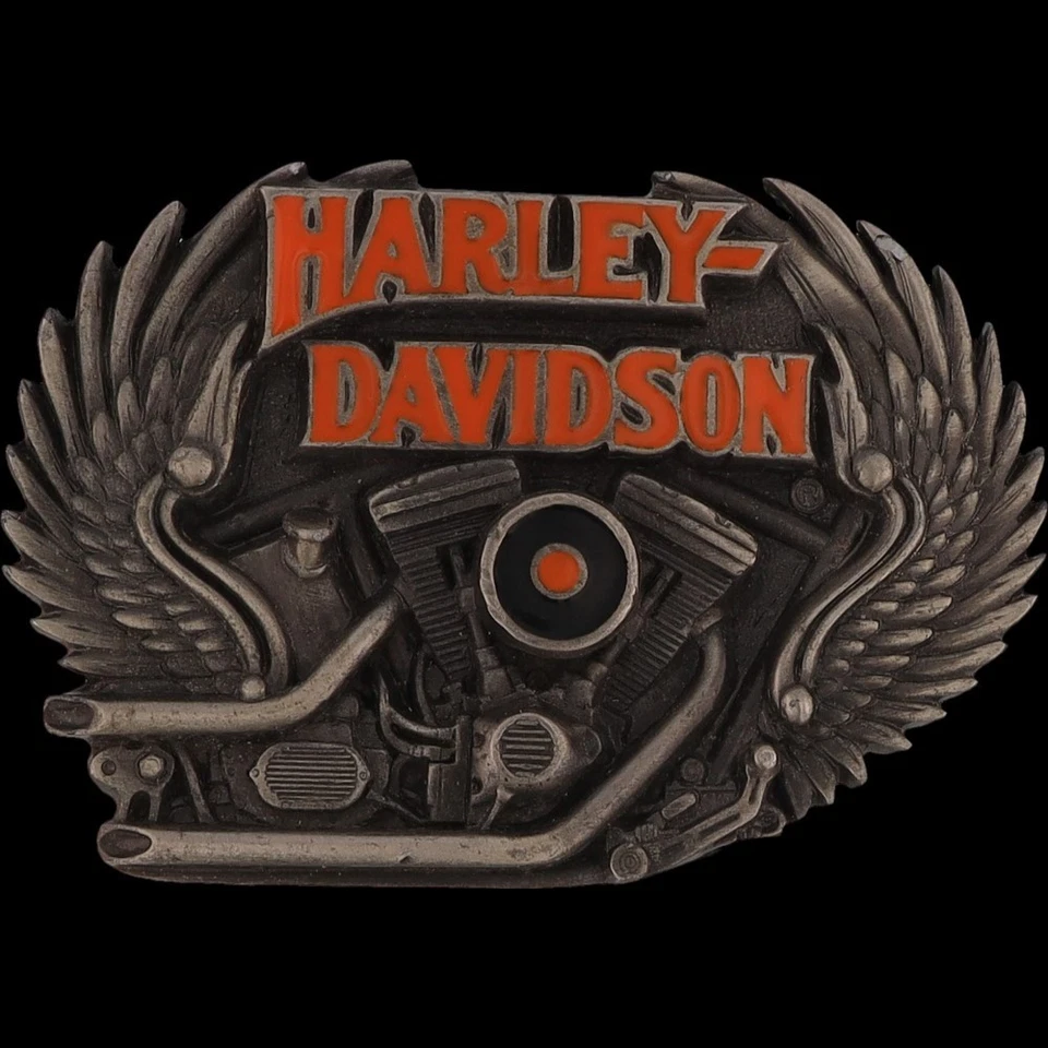 Harley Davidson Motocicleta Logo Eagle Motociclista Chopper Años 90 Vintage Hebilla de Cinturón Foto 3 de 4