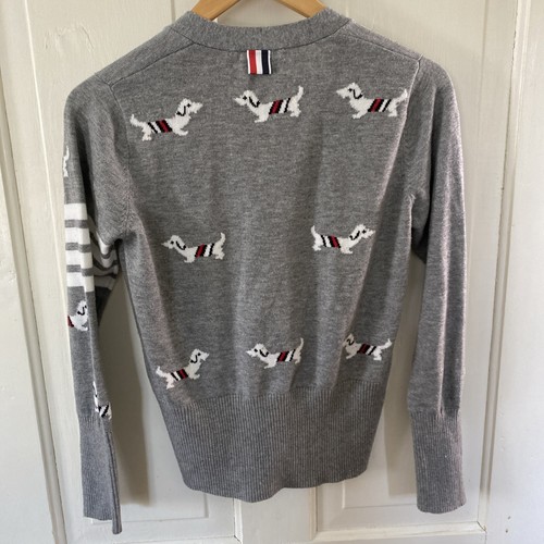 SPLENDIDO MAGLIONE CARDIGAN MORBIDO Thom Browne donna 4 bar tennis cane taglia small 0 - Foto 5 di 14