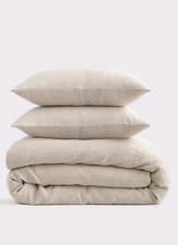 Quince 100 Linen King Cal King Duvet Cover Set Ivory Natural 2 King Shams