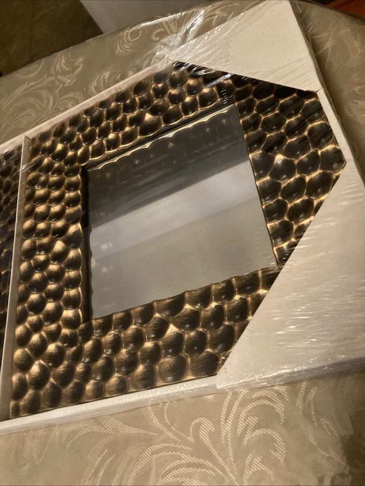 "Nuevos espejos cuadrados de 3 detalles marco dorado/negro pequeñas abolladuras/impresiones a mano tamaño 10X10""" Foto 3 de 4