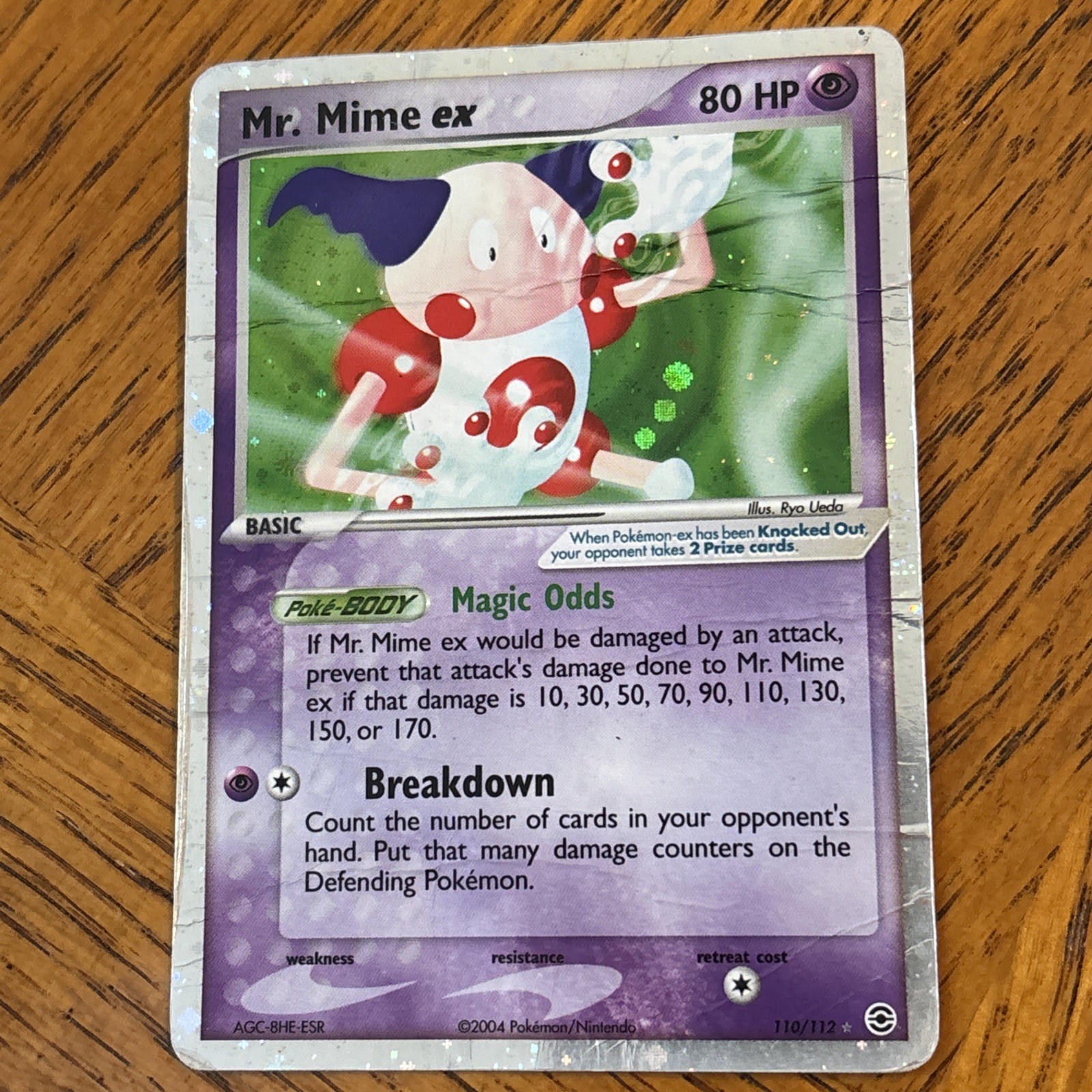 Mr. Mime ex 110/112 Holo FireRed & LeafGreen 2004 Pokemon HP/DAMAGED