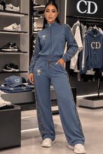 Women s 2 Piece Tracksuit Set Zip Jacket Jogger Pants Blue Sport Outfit