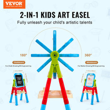 Art Easel for Kids, 2-in-1 Double-Sided Kid's Art Easel with Magnetic Whiteboar
