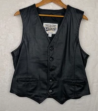 Open Road For Wilsons Black Leather Motorcycle Biker Vest Mens Large