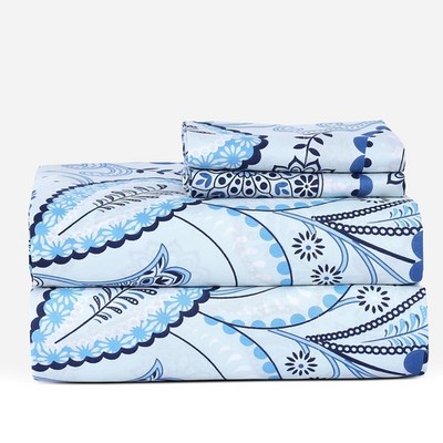 Boston Linen Company Boston Linen Co. Navy Paisley For Full Size Bed - And Fade