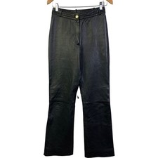 ST. JOHN COUTURE Pants 2 Lamb Leather Slacks Straight Leg W/Zipper Made In Italy