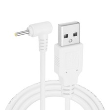 3.3ft USB A Type 2.5 x 0.7mm L-Shaped Head Power Connector, White