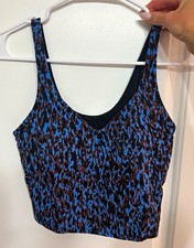 Lululemon Animal Print Sports Bra Blue Black Brown Logo Pullover S 4