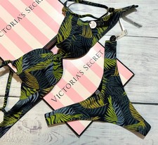 Victoria's Secret Swim Twist Removable Push-Up Thong Bottom Set Palm Royale