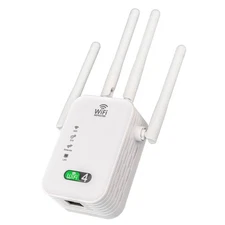 White EU WiFi 4 Repeater 300Mbps 2.4GHz, Wireless Signal Booster EU Plug