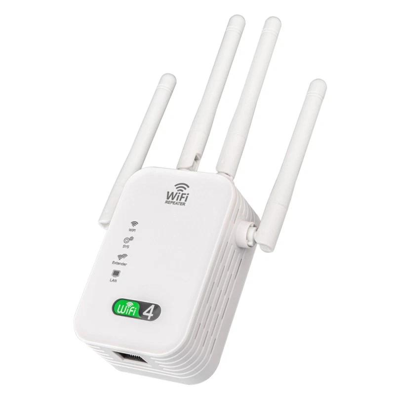 Weißer EU WiFi 4 Repeater 300Mbps 2,4GHz, Wireless Signal Booster EU Stecker
