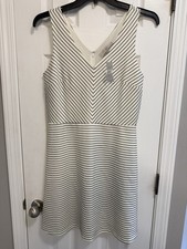 LOFT Striped A-Line Dress NWT V-Neck Sleeveless Chevron  Women’s 10