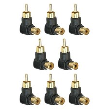 8x RCA Male to Female Right Angle Audio Video Adapter Connector Converter Black