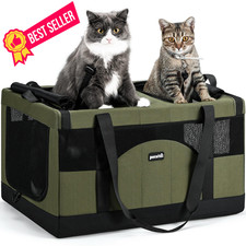 Pecute Dual Compartment Pet Carrier for 23.6"L x 17.7"W x 13.8"H, Green