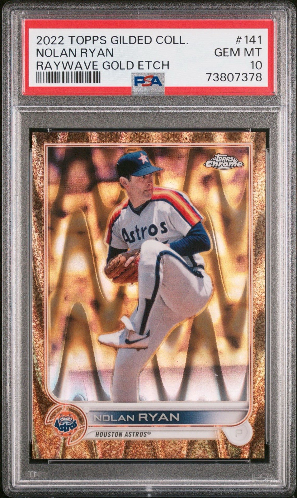 2022 Topps Gilded Collection Nolan Ryan #141 Gold Etch RayWave /25 PSA 10