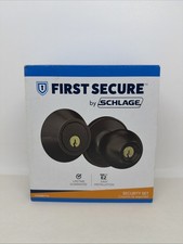 First Secure by Schlage Deadbolt, Keyed Entry Rigsby Door Knob, 2 Keys
