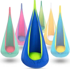 Kids Pod Swing Seat, Hanging Hammock Chair Swing with Inflatable Pillow, Sensory