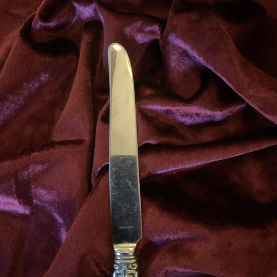 Westmoreland GEORGE & MARTHA 纯银手柄晚餐刀 全新 Fr 8 7/8 英寸 A+ — 第 3/4 张图片