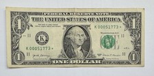 $1 One Dollar Star Note 2017 Low Serial Number K00051773* Circulated