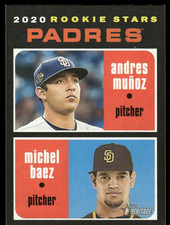 2020 Topps Heritage #262 Andres Munoz Michel Baez Rookie RC Padres baseball card. rookie card picture