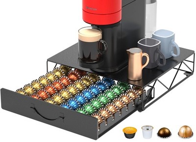 Kapselhalter für 48 Nespresso Vertuo Kapseln & Dolce Gusto, Geräuschloser Kaf...
