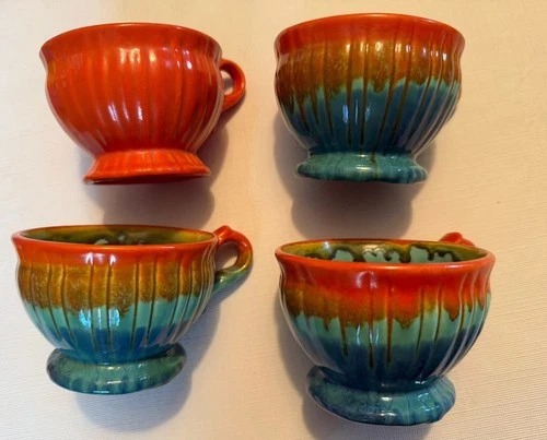 Vintage Stangl Sunburst Teacup 8 oz. Coffee Cups - set of 4 - please read desc.