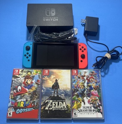 Nintendo Switch with Neon Blue and Neon Red Joy Con Bundle