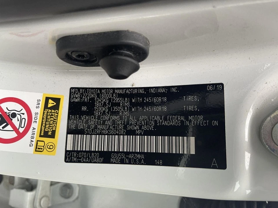 Toyota Highlander 2014-2019 cuarto derecho ventana 3,5 L a AWD 77 K -XLE- 61700 Foto 4 de 4