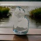 Blenko Glass Cat Critter Figurine Crystal Blue Sandblast Etched BLENKO 2023