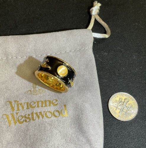 Vivienne Westwood Limited Edition Black King Ring Orb With Opal Size 8~#334 - Afbeelding 1 van 4