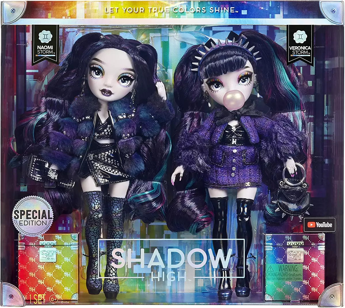 Rainbow High Shadow High Special Edition Twins 2-Pack Fashion Doll, Purple  Black